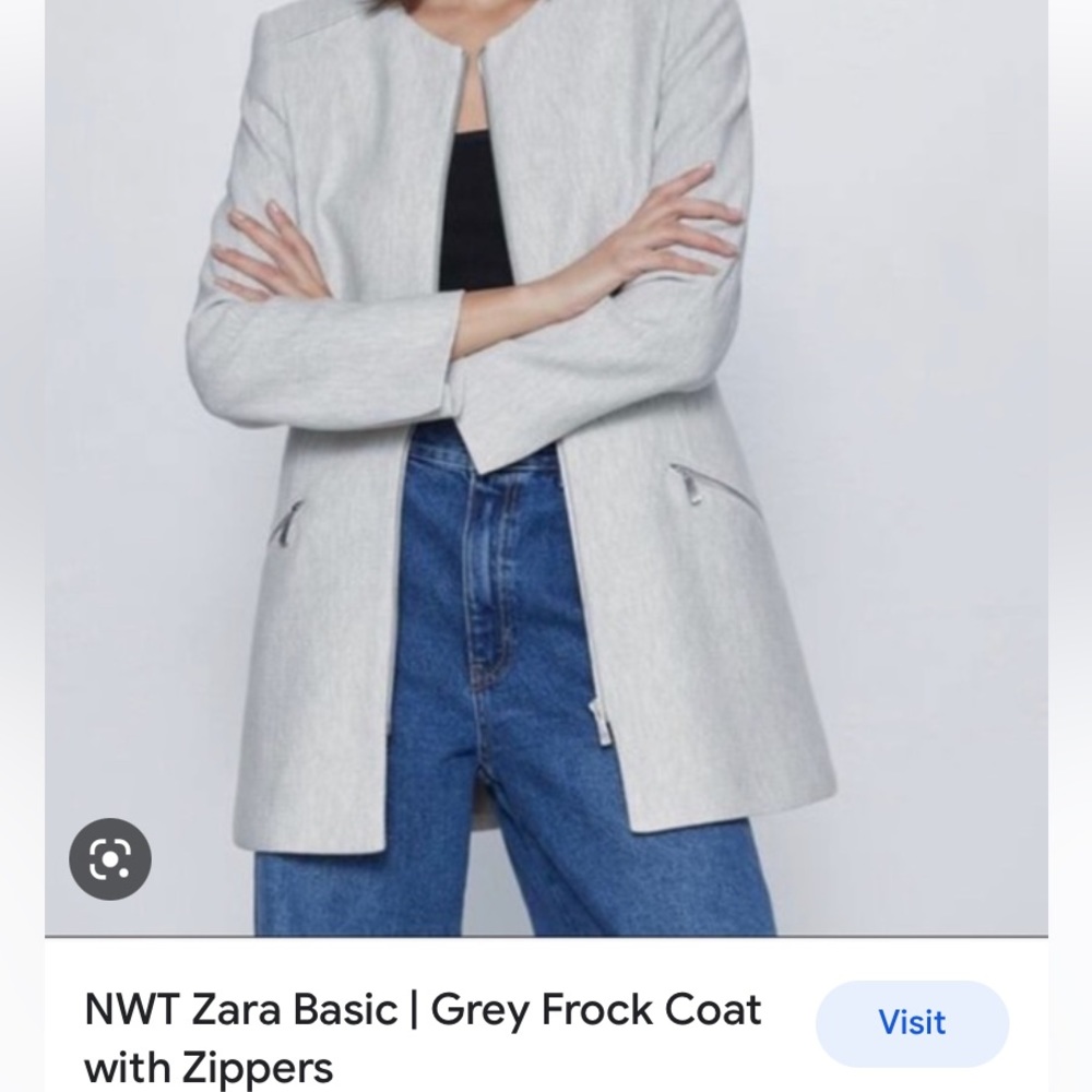 Zara grey Frock coat with zippers S